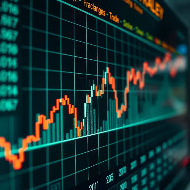 Graph showing currency exchange rates fluctuating in the forex market