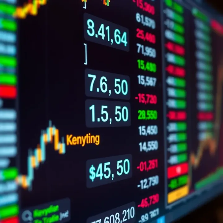 Digital screen displaying forex currency pairs with Kenyan shilling highlighted