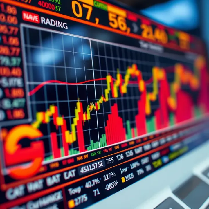 Graph showing fluctuating forex market trends and currency exchange rates