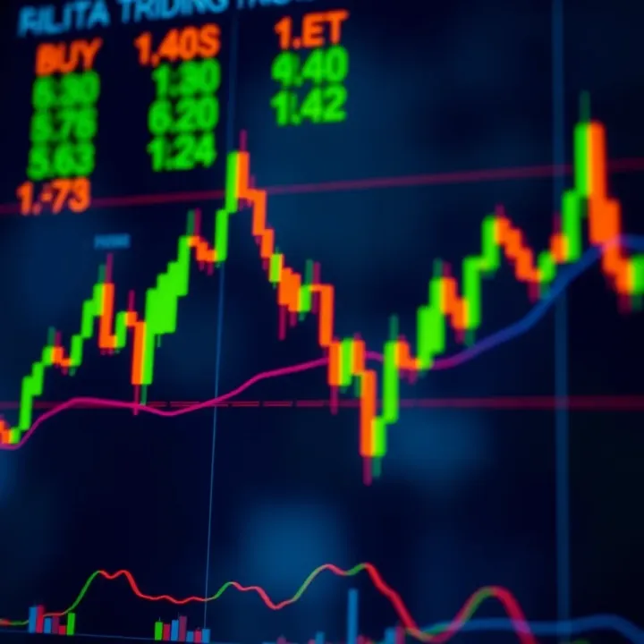 Graph showing currency pair trends with buy and sell signals highlighted