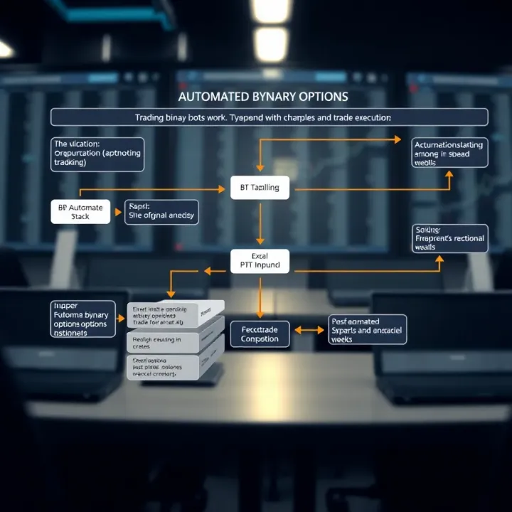 Diagram illustrating the flow of automated binary options trading with data inputs and trade execution