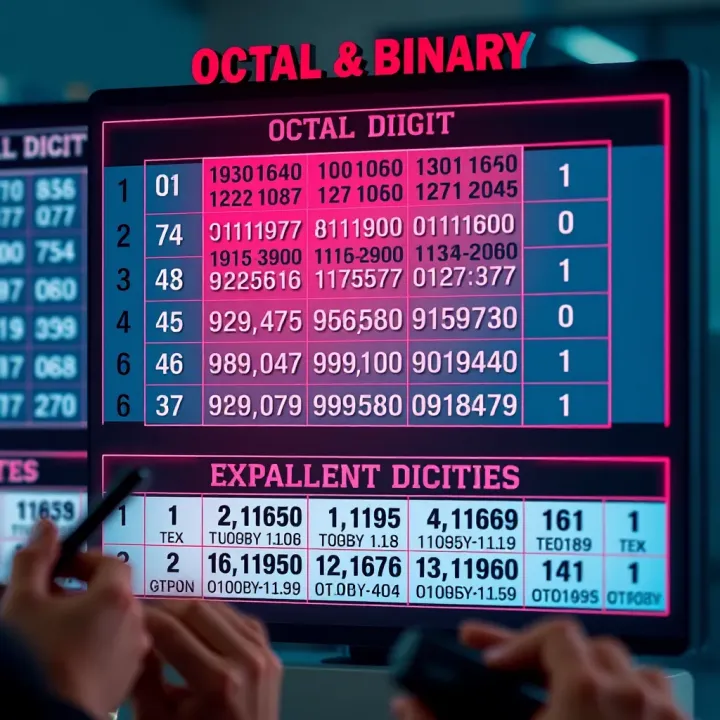Chart illustrating the relationship between octal digits and their equivalent binary groups