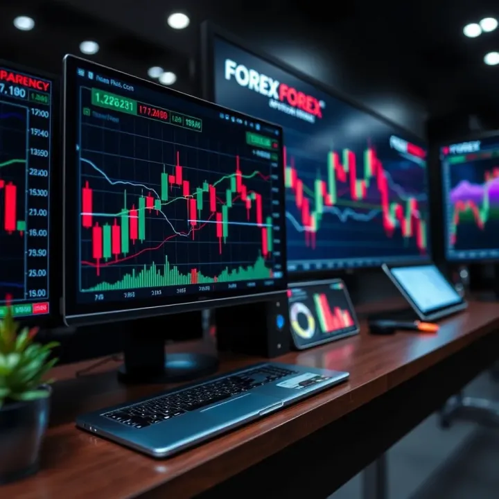 Forex Trading Platform Overview Illustration of a digital forex trading platform displaying currency pairs and market charts