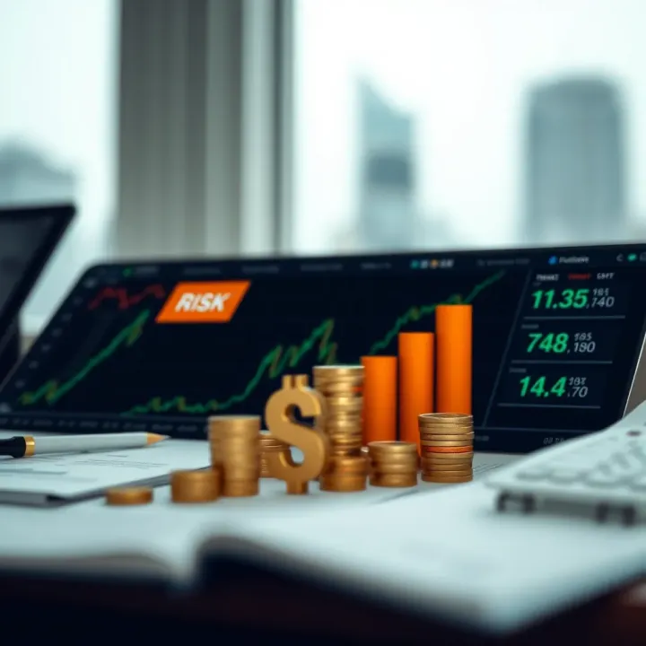 Conceptual graphic showing financial growth and risk management tools for forex trading