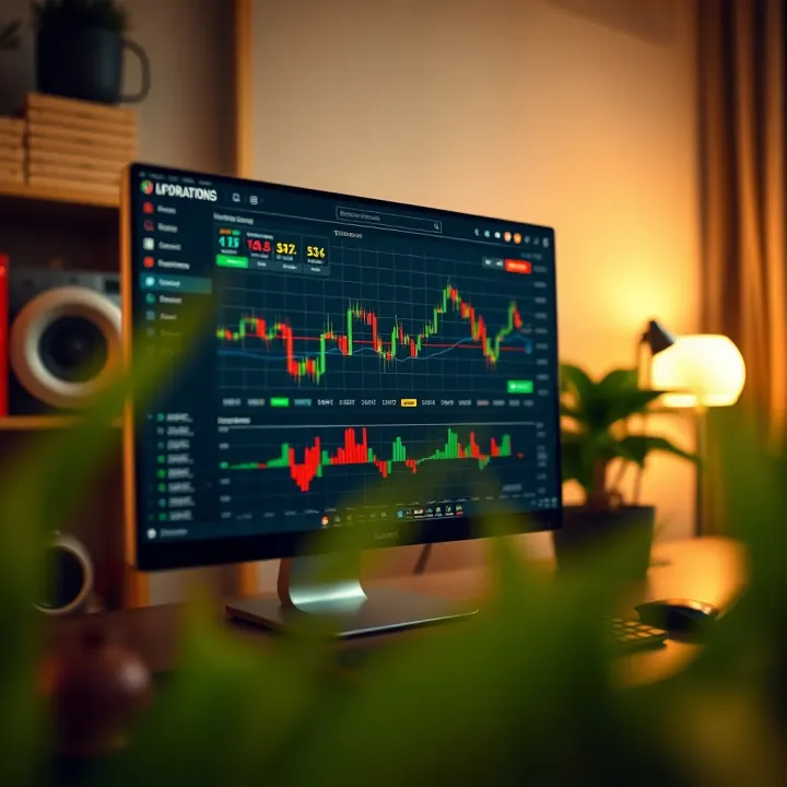 Computer screen displaying forex trading platform with tools for managing risks and trades