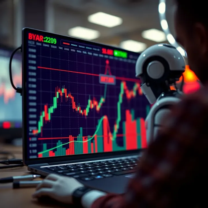 Graph showing binary options trading strategy with digital interface