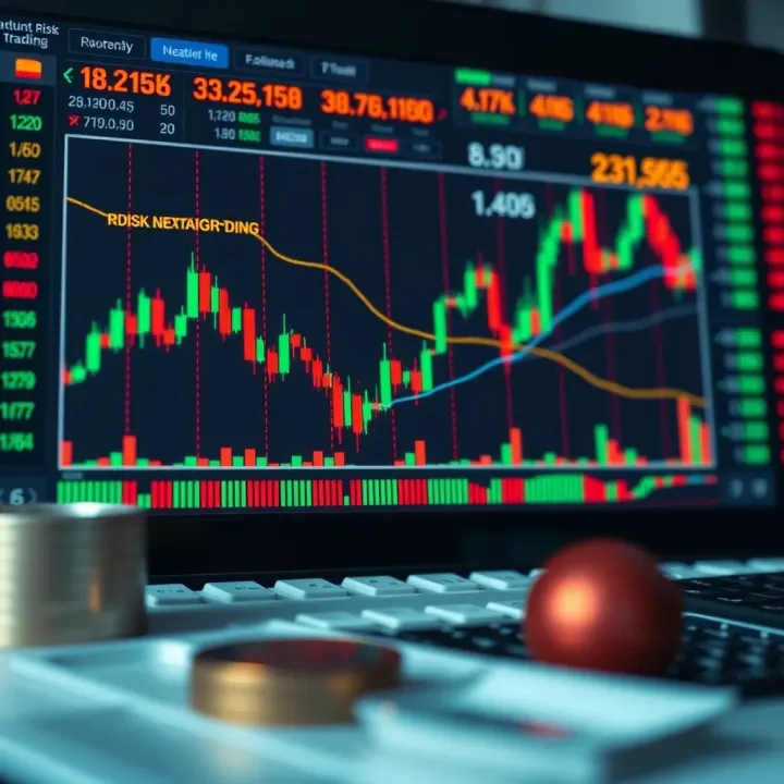 Visual representation of risk management tools with currency charts and protective measures