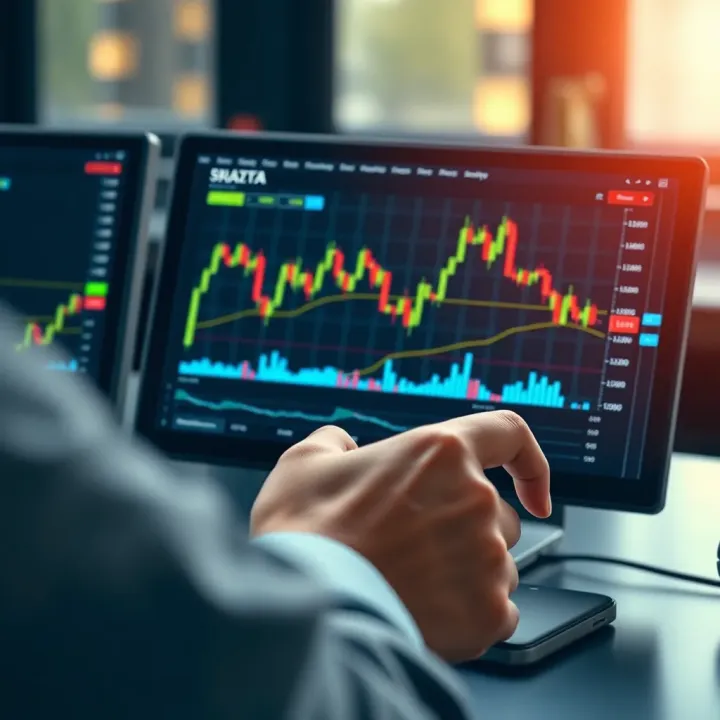 User navigating a forex trading interface with charts and currency pairs visible