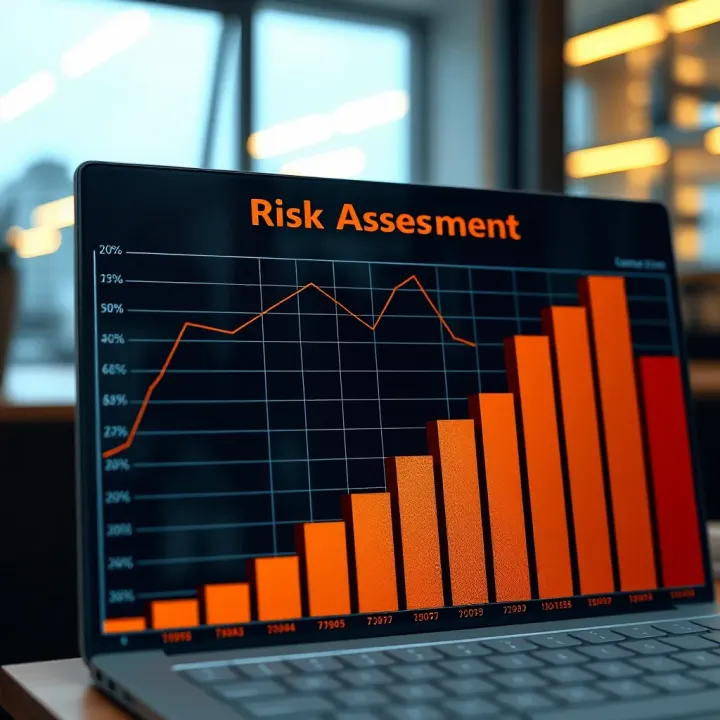Risk Assessment for Business Operations Graph showing risk assessment with different levels of impact and likelihood for business operations