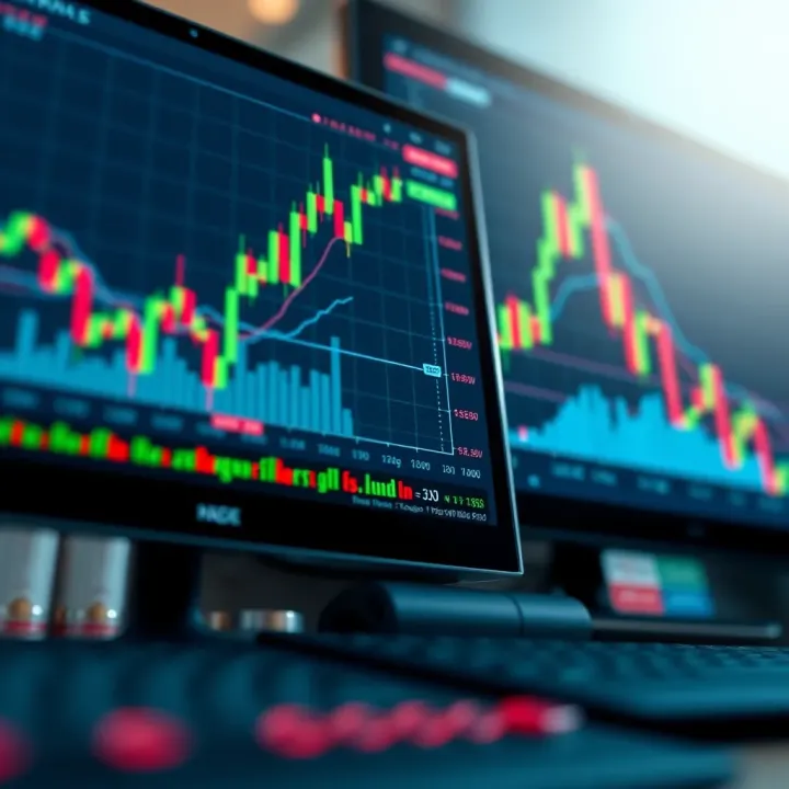 Illustration of forex trading charts and currency pairs on a digital screen