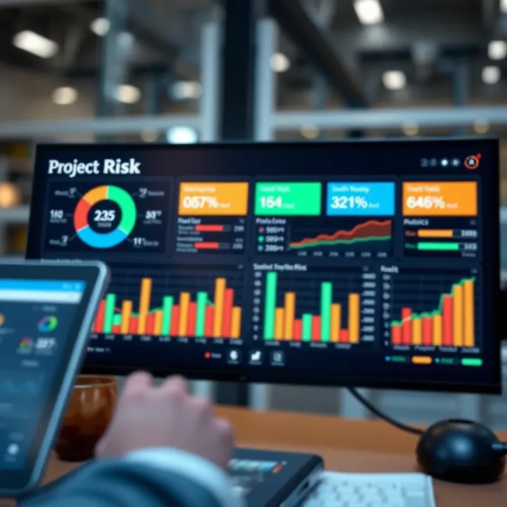 Dashboard displaying project risk assessment metrics and monitoring tools