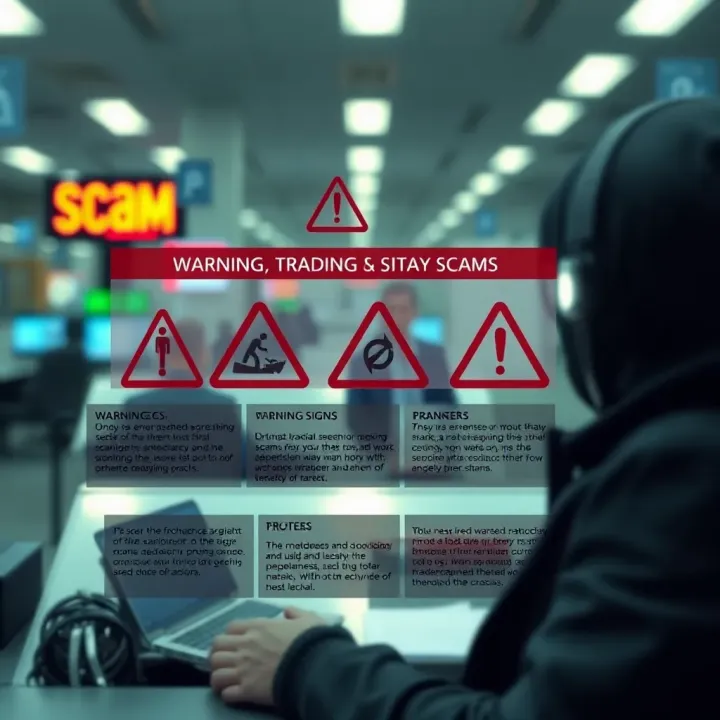 Visual guide highlighting key warning signs and protective measures to avoid falling victim to binary scams