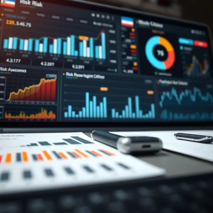 Digital Tools and Analytics for Effective Risk Assessment Illustration of risk assessment tools and charts on a digital dashboard