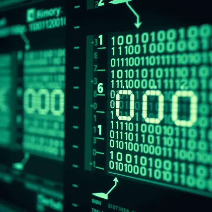 Binary Data Representation in Computing Diagram illustrating binary digits representing data in computer memory