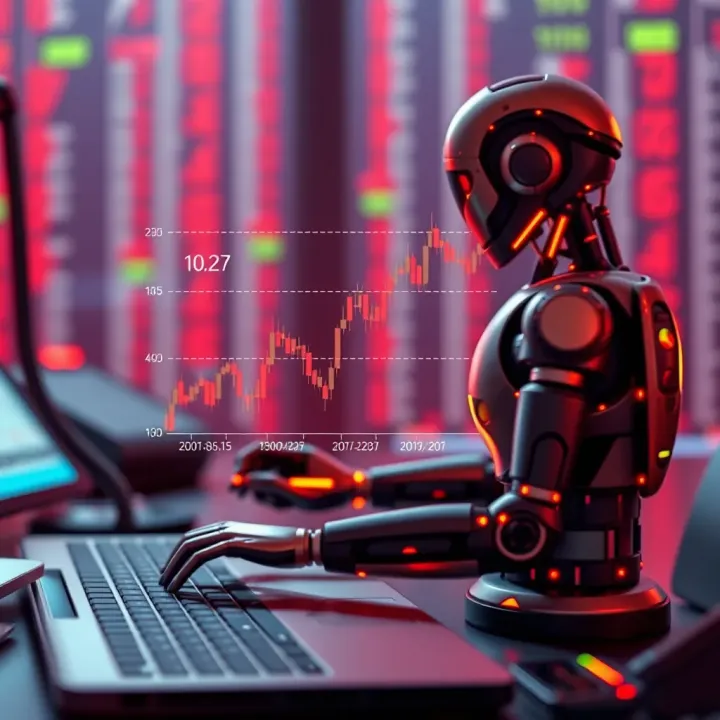 Diagram illustrating the automated trading algorithm of binary bots executing trades based on market data