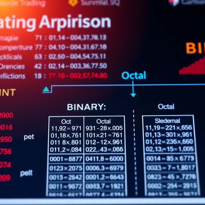 Comparison of Binary, Octal, and Hexadecimal Systems Chart showing equivalences between binary, octal, and hexadecimal numeral systems