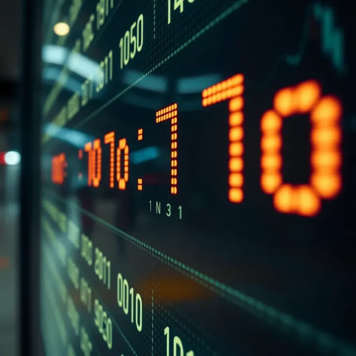 Digital display showing a sequence of binary digits with zeros and ones only