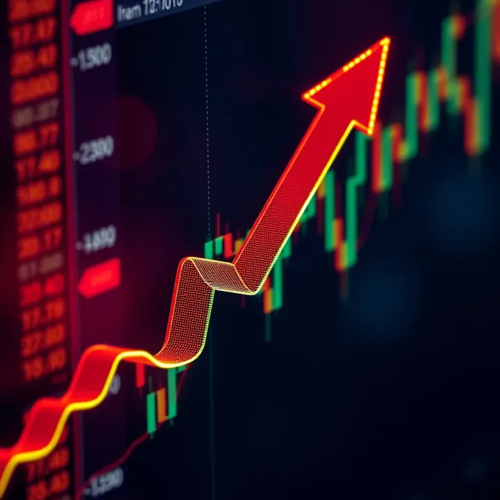 Conceptual illustration of binary options trading with upward and downward arrows representing market predictions
