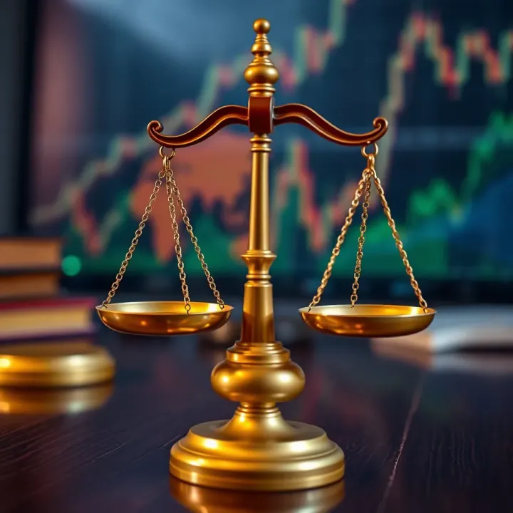 Illustration of legal scales representing regulatory environment for trading