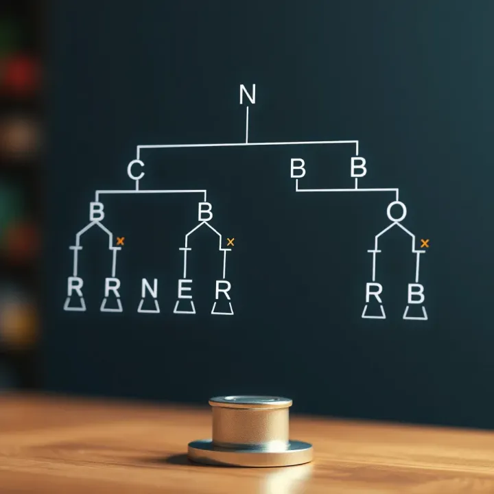 Hierarchical Structure of a Binary Search Tree Diagram showing the hierarchical structure of a binary search tree with nodes and branches