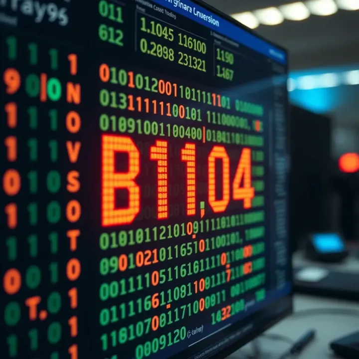 Screenshot of software interface showing binary code being decoded into readable text