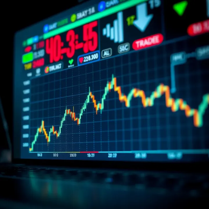 Graph illustrating upward and downward price trends in binary trading