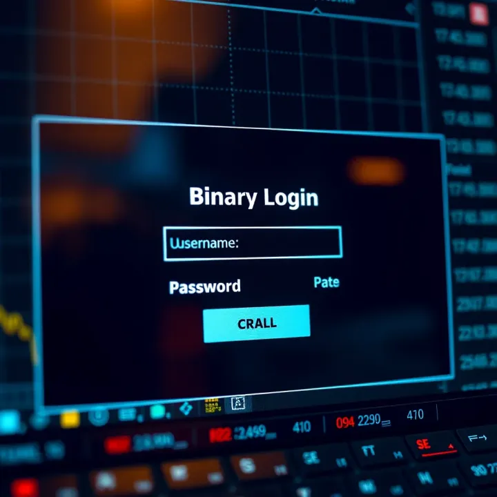 Secure login interface of a binary trading platform with input fields for username and password