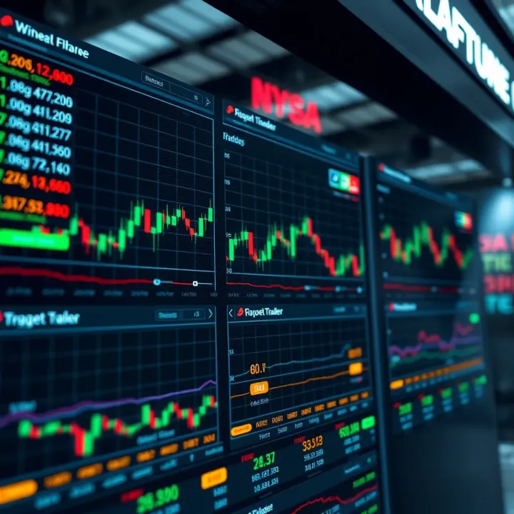 Digital interface displaying various cryptocurrency exchange charts and trading options