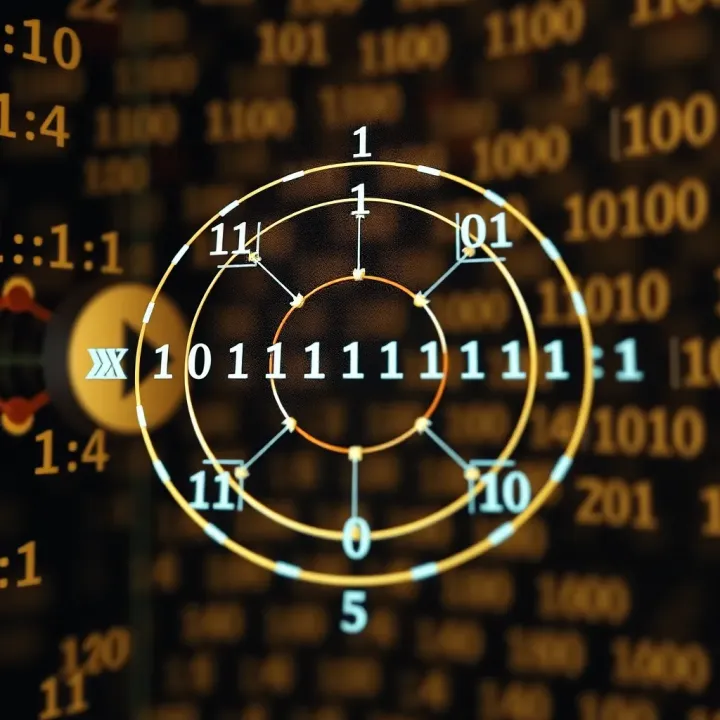 Diagram illustrating the structure of binary digits and their role in digital data representation