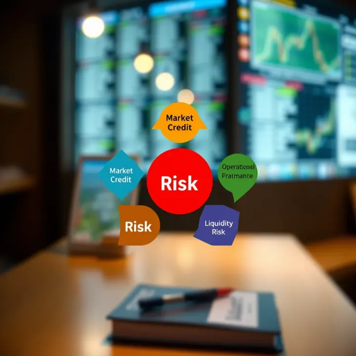 Diagram showing financial risk categories including market, credit, operational, and liquidity risks