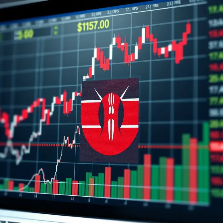 Graph depicting currency exchange rates movement with Kenyan flag symbol