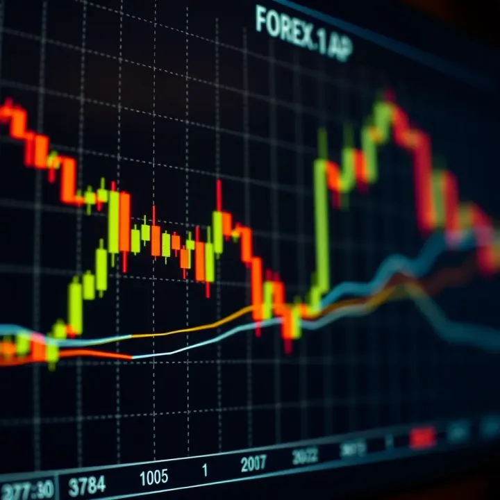 Chart displaying candlestick patterns reflecting currency price fluctuations in forex trading