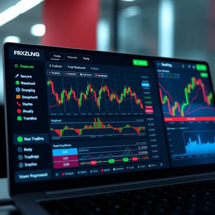 Forex Trading Platform Dashboard with Account Features Dashboard view of forex trading platform highlighting account features and security options