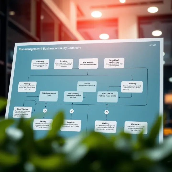 Flowchart illustrating risk management strategies contributing to business continuity and compliance