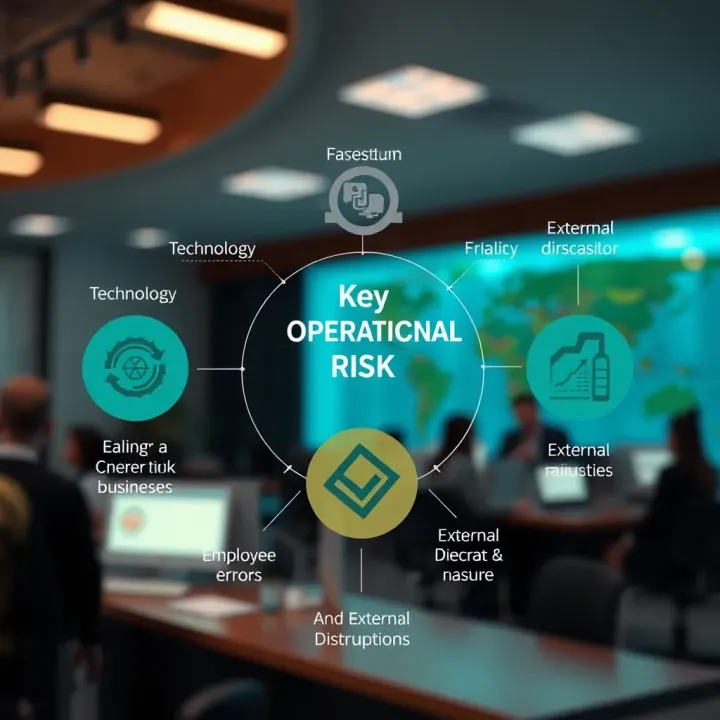 Diagram illustrating key operational risk sources in Kenyan businesses including technology failures, employee errors, and external disruptions