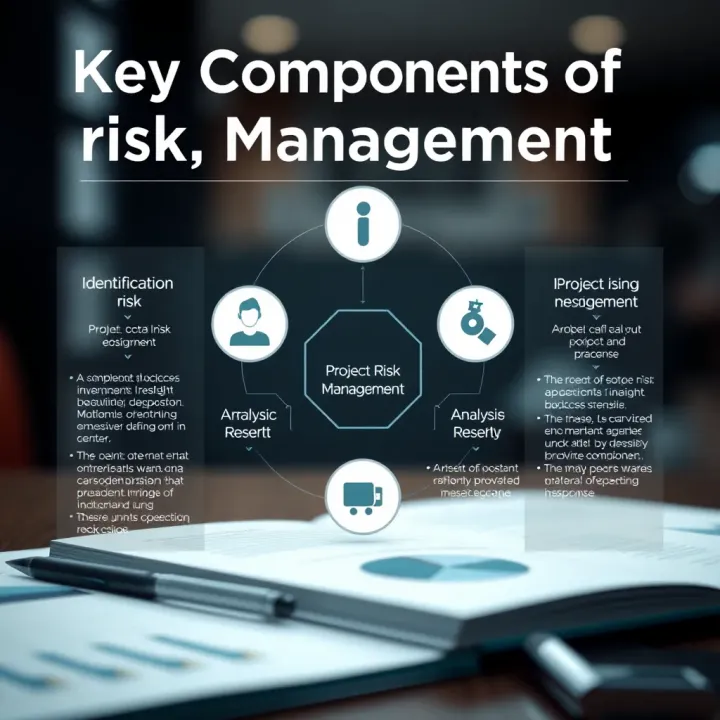 Diagram showing key components of project risk management including identification, analysis, and response