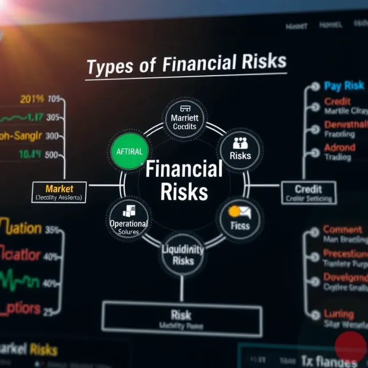 Diagram showing different types of financial risks including market, credit, operational, and liquidity risks
