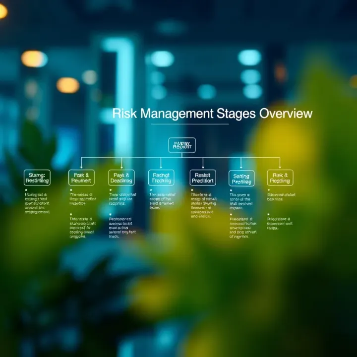 Flowchart illustrating the stages of risk management from identification to reporting