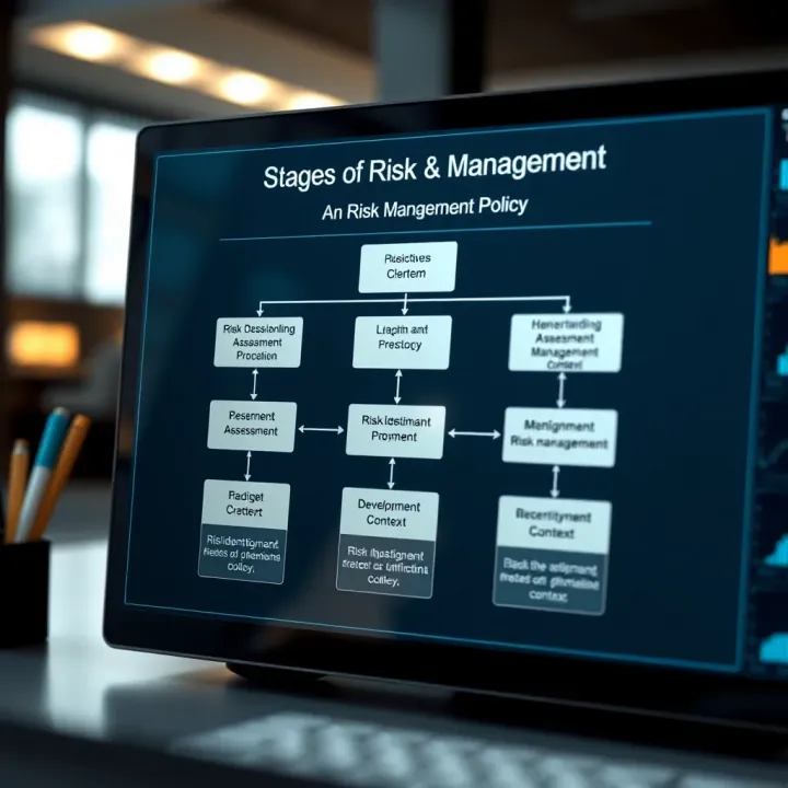 Flowchart showing the stages of risk identification, assessment, and management in an organizational context