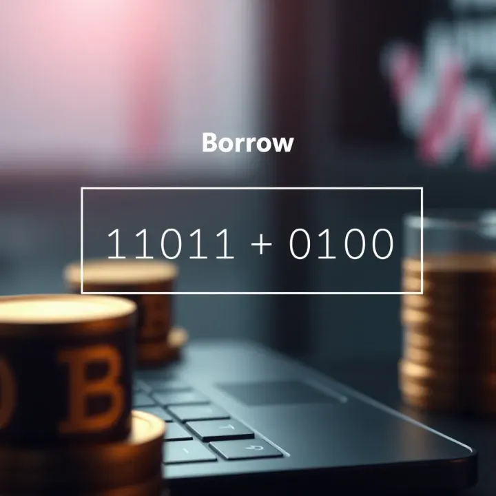 Visual Explanation of Borrowing in Binary Subtraction Diagram illustrating the borrow concept in binary subtraction with two binary numbers