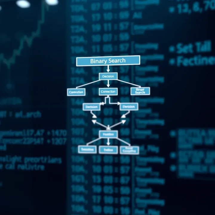 Binary Search Algorithm Flow Diagram Flow diagram showing decision points and branching logic of binary search algorithm